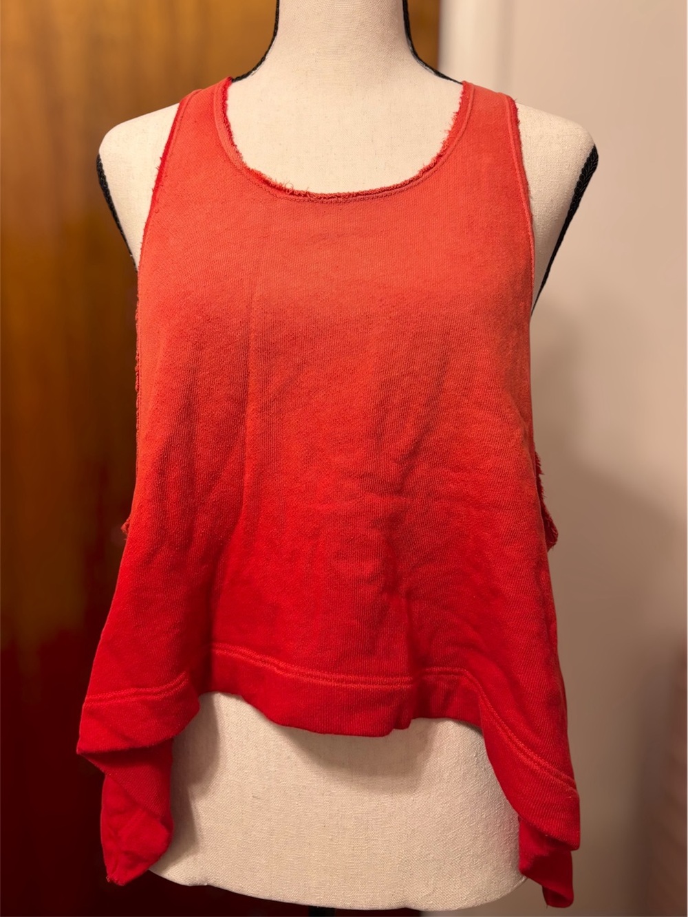 Truly Madly Deeply Red Ombré Distressed Tank Top